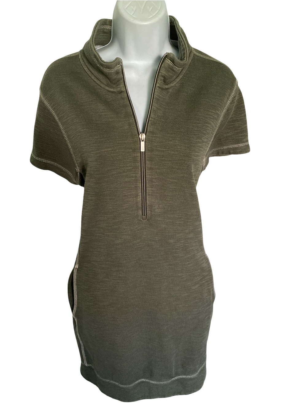 Tommy Bahama Olive Green Short Zip Knit Dress - M